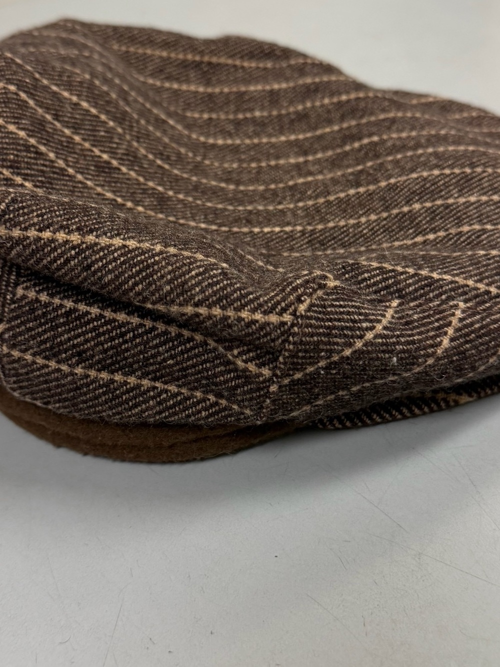 Vintage Scala Brown Pinstriped Newsboy Flat Cap Size Medium - Picture 9 of 9